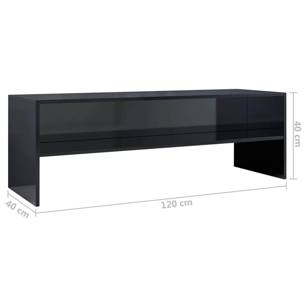 Meuble TV Noir brillant 120 x 40 x 40 cm Aggloméré | meublestv.fr 7