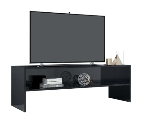 vidaXL TV Cabinet High Gloss Black 120x40x40 cm Engineered Wood