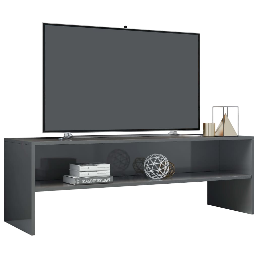 Meuble TV Gris brillant 120 x 40 x 40 cm Aggloméré | meublestv.fr 4