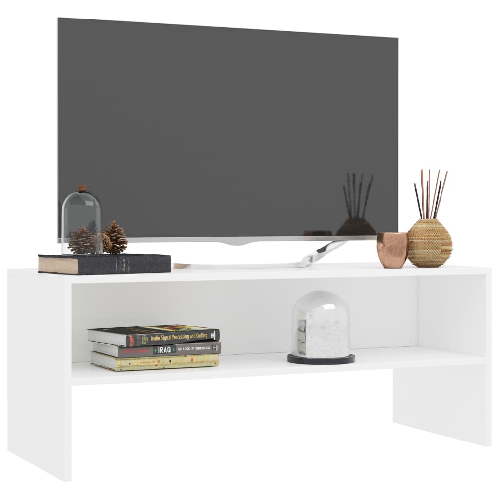 Meuble TV Blanc 100 x 40 x 40 cm Aggloméré | meublestv.fr 4