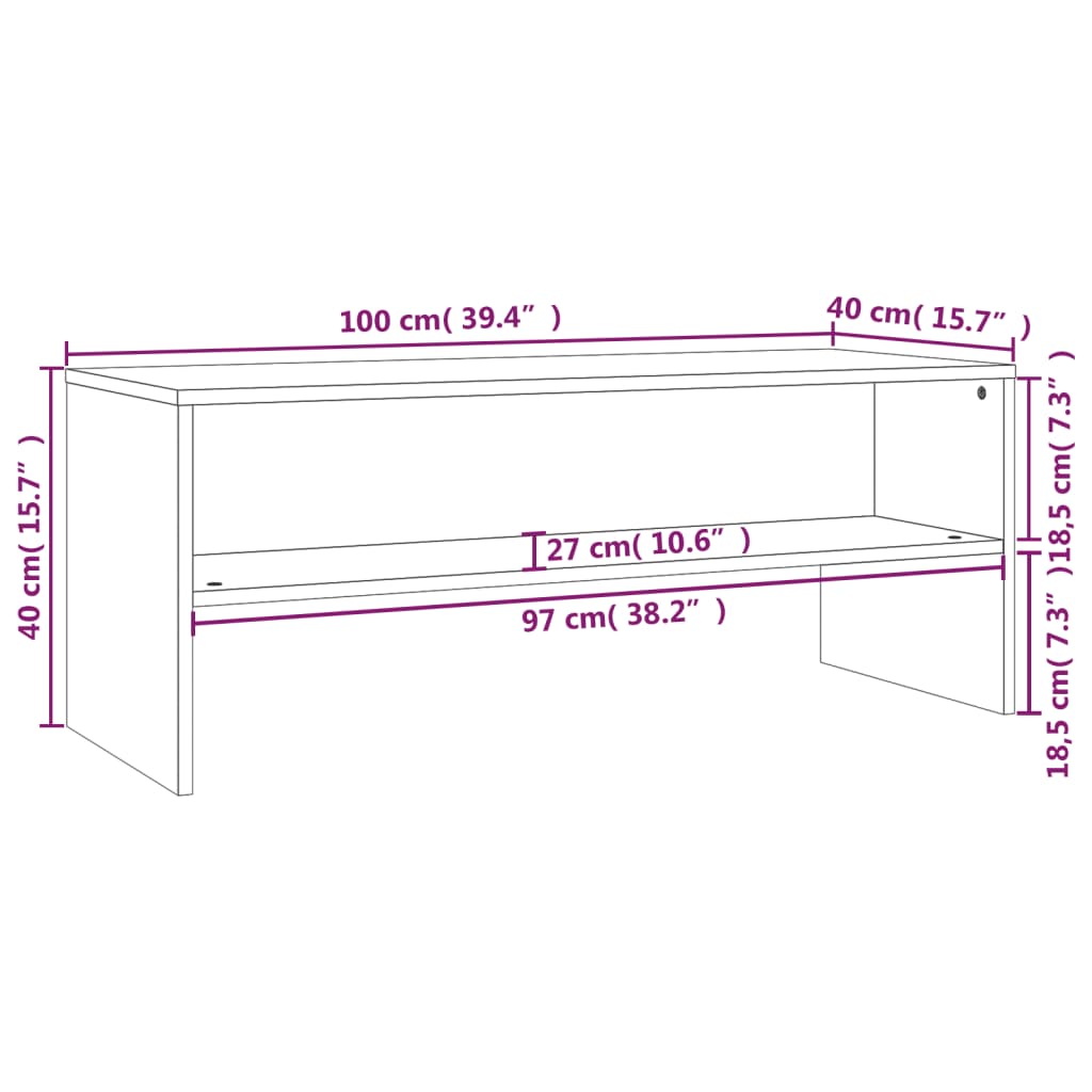 Dulap TV, negru, 100x40x40 cm, lemn prelucrat