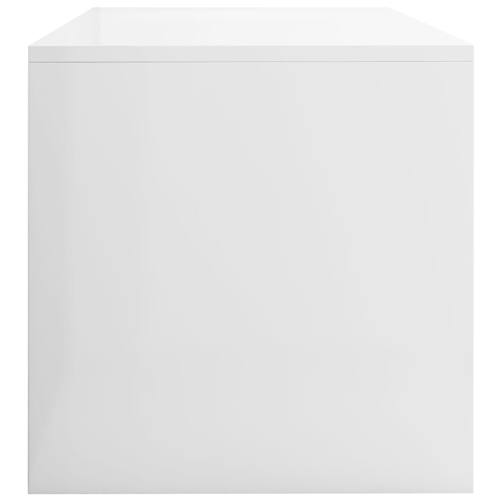 Magasfényű fehér forgácslap TV-szekrény 100 x 40 x 40 cm 