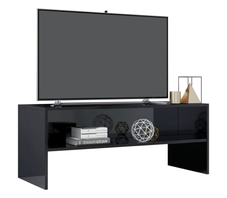 vidaXL TV Cabinet High Gloss Black 100x40x40 cm Engineered Wood