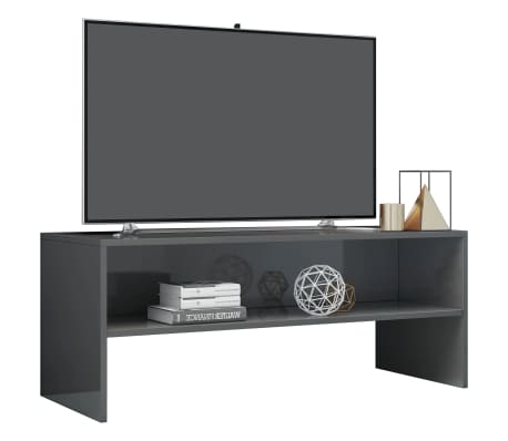 vidaXL TV-benk høyglans grå 100x40x40 cm konstruert tre