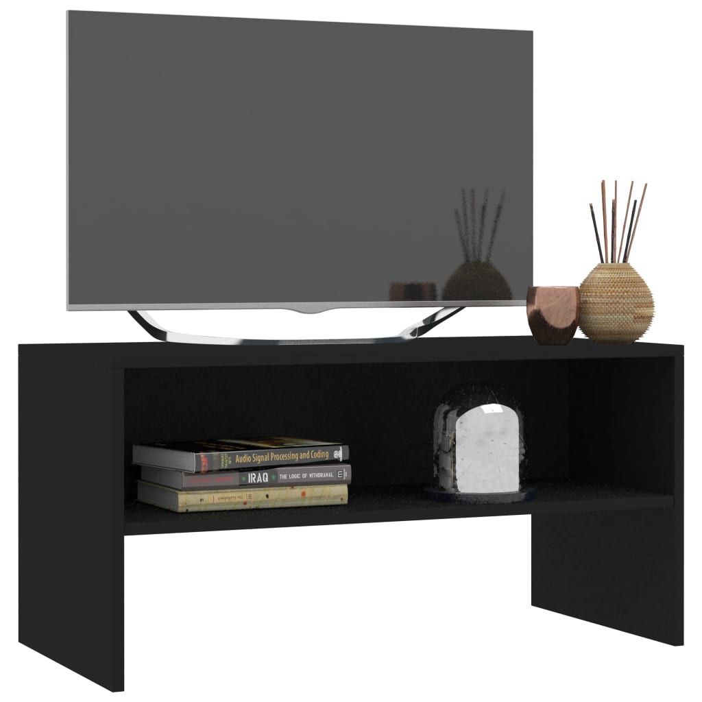 Fekete forgácslap TV-szekrény 80 x 40 x 40 cm 
