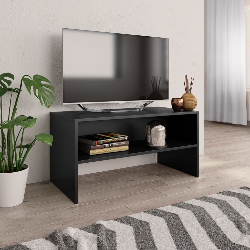 vidaXL Szafka pod TV, czarna, 80x40x40 cm, materia drewnopochodny