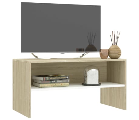vidaXL Έπιπλο Τηλεόρασης Λευκό / Sonoma Δρυς 80x40x40 εκ. Μοριοσανίδα