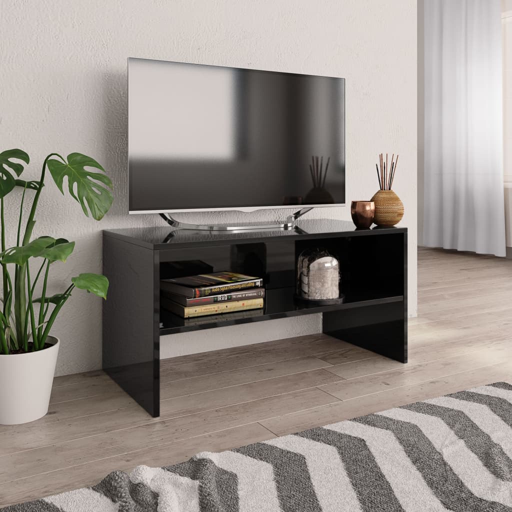 vidaXL Szafka TV, czarna, wysoki połysk, 80x40x40 cm, płyta wiórowa