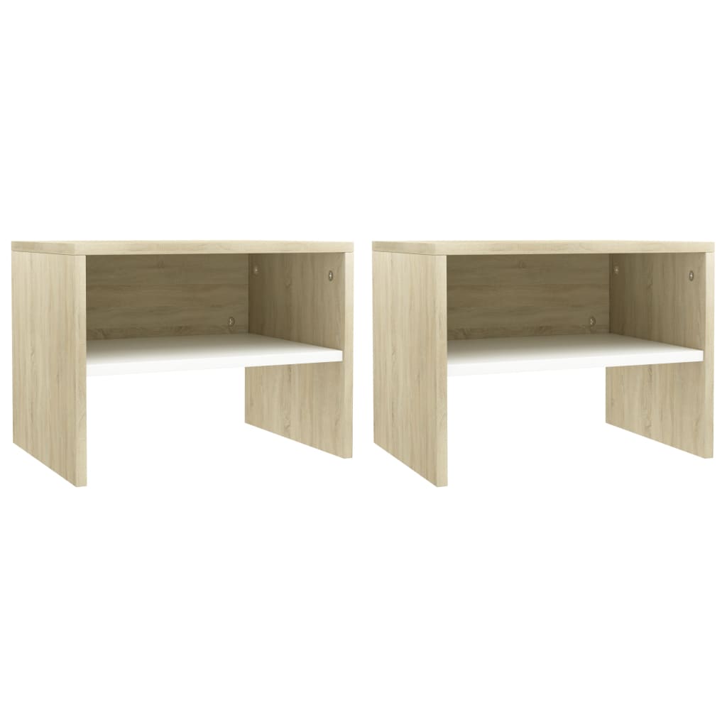 Mesa de cabeceira 2 pcs 40x30x30cm contrap. branco/carv. sonoma