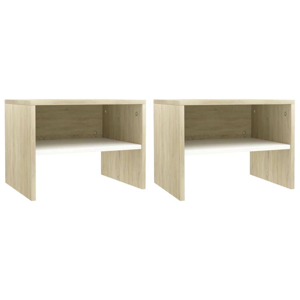 vidaXL Nachtkastjes 2 st 40x30x30 cm spaanplaat wit sonoma eikenkleur vidaXL Nachtkastjes 2 st 40x30x30 cm spaanplaat wit sonoma eikenkleur