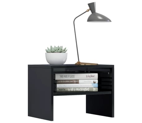 vidaXL Bedside Cabinet High Gloss Black 40x30x30 cm Engineered Wood