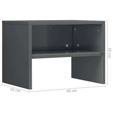 Vidaxl Bedside Cabinet High Gloss Grey 40x30x30 Cm Chipboard