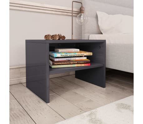 vidaXL Naktinės spintelės, 2vnt., pilkos, 40x30x30cm, apdirbta mediena