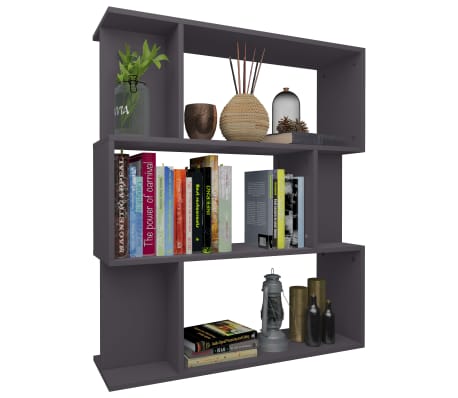 vidaXL Book Cabinet/Room Divider Gray 31.5"x9.4"x37.8" Engineered Wood