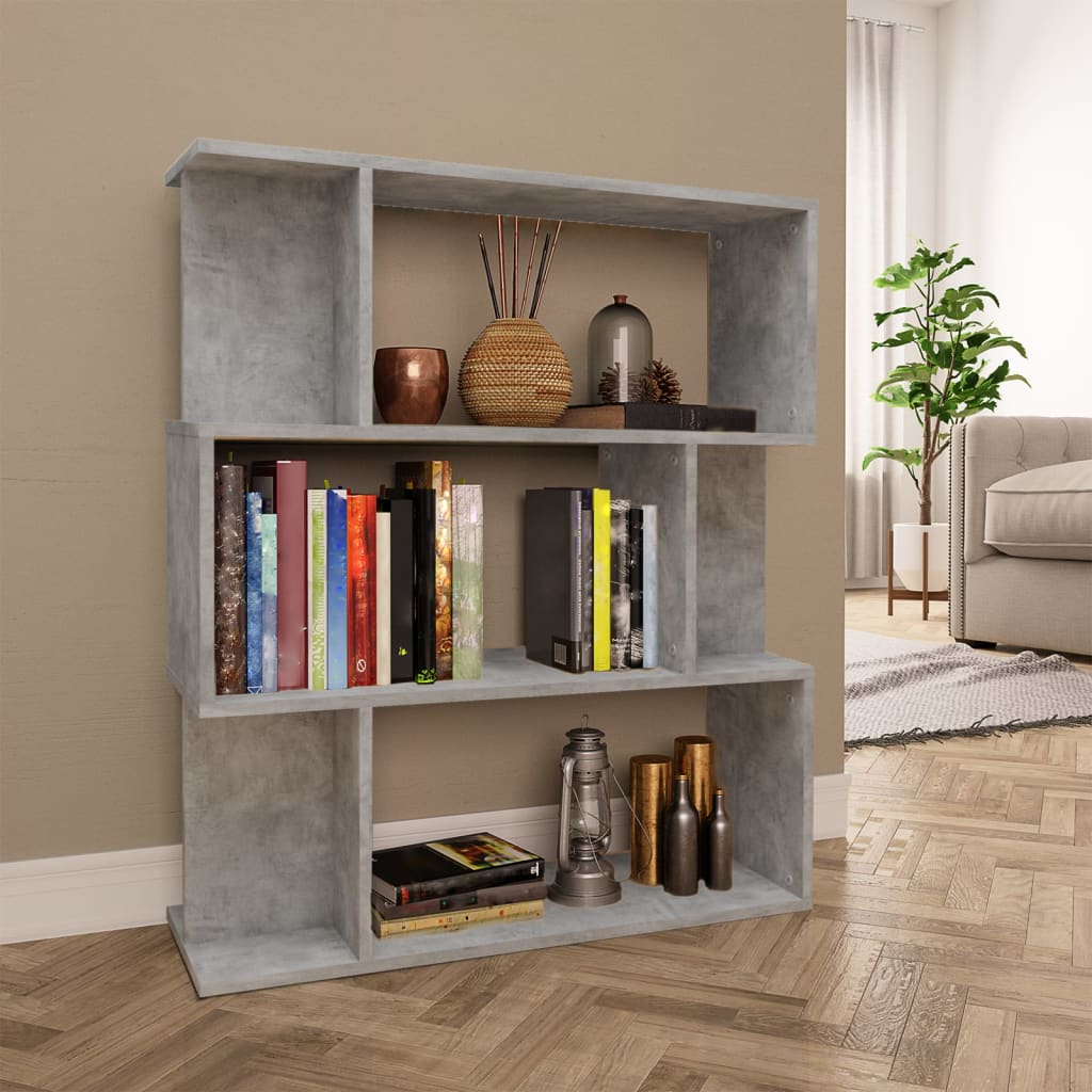 vidaXL Bücherregal/Raumteiler Betongrau 80x24x96 cm Holzwerkstoff