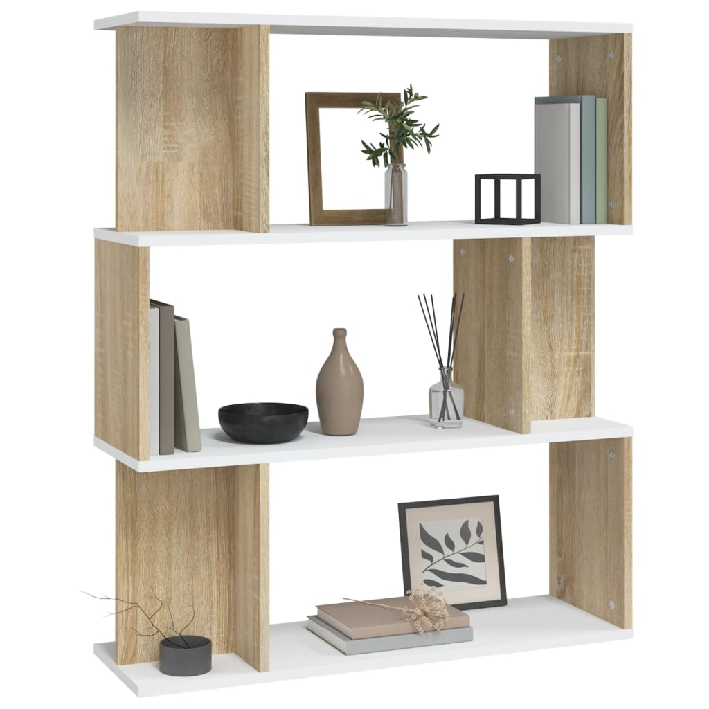 vidaXL Book Cabinet/Room Divider White and Sonoma Oak 80x24x96cm