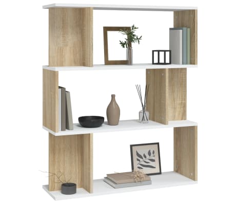 vidaXL Boekenkast/kamerscherm 80x24x96 cm wit en eikenkleurig