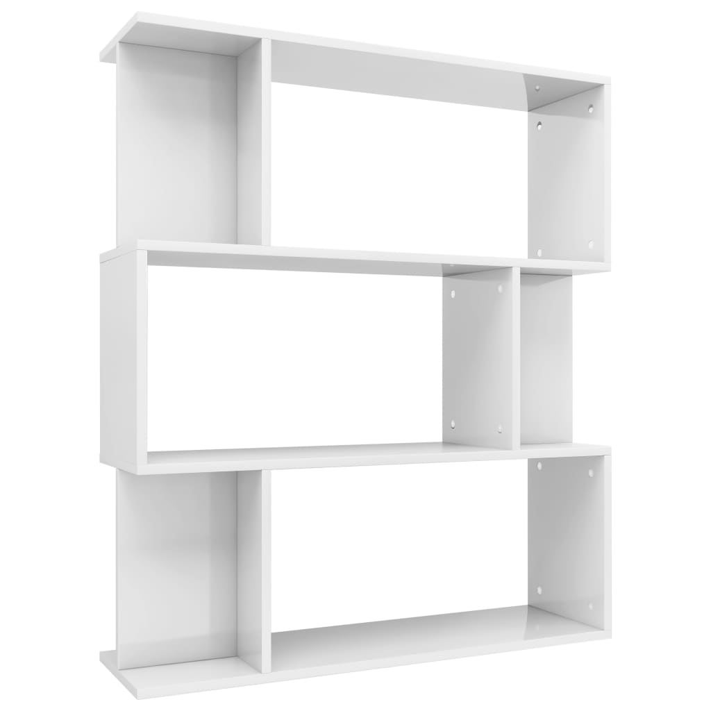 vidaXL Knihovna / dělicí stěna bílá s vysokým leskem 80 x 24 x 96 cm