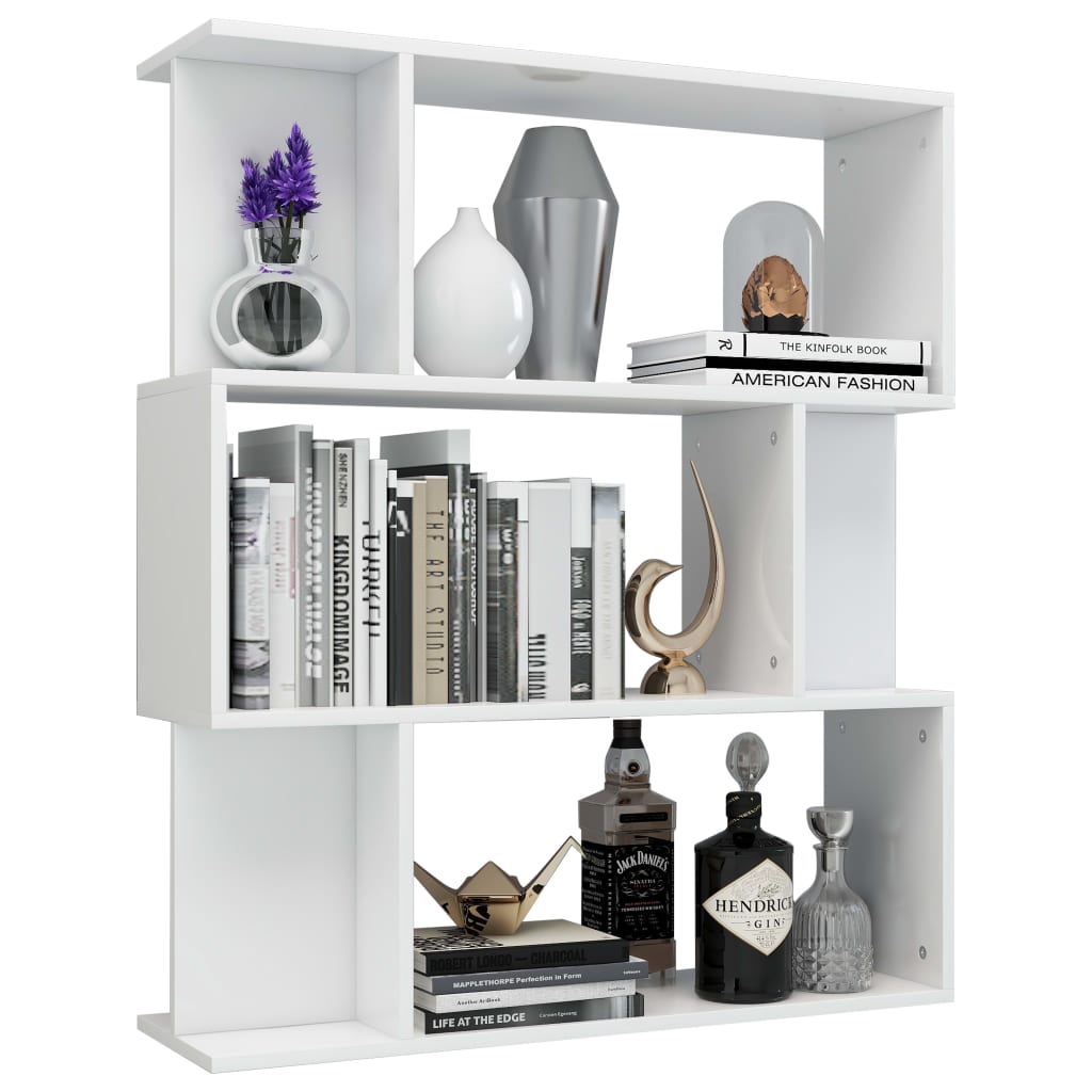 vidaXL Bibliotecă/Separator cameră, alb extralucios, 80x24x96 cm, PAL