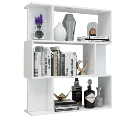 vidaXL Spintelė knygoms/kambario pertvara, balta, 80x24x96cm, blizgi