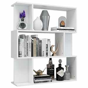 vidaXL Spintelė knygoms/kambario pertvara, balta, 80x24x96cm, blizgi