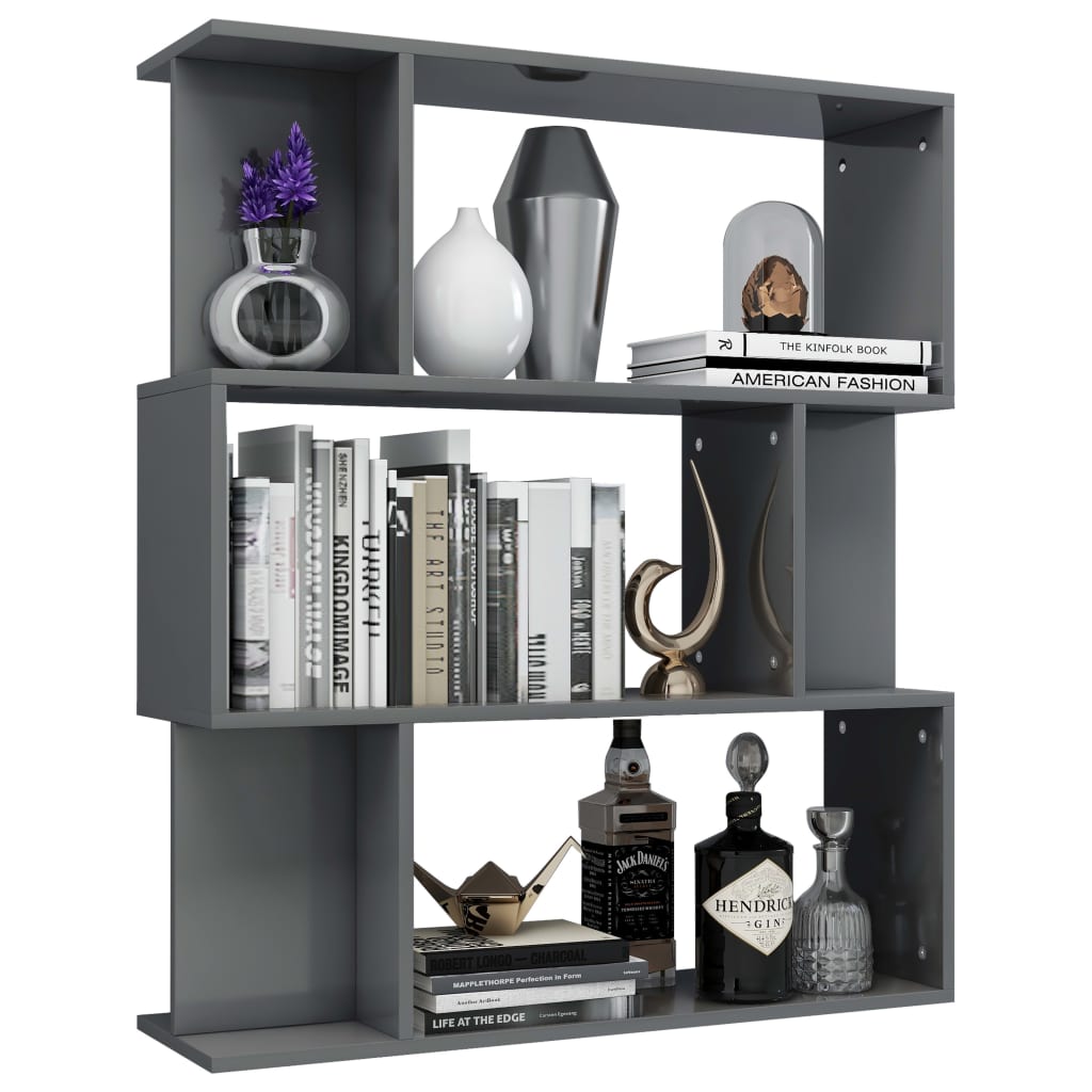 

vidaXL Boekenkast/kamerscherm 80x24x96 cm bewerkt hout hoogglans grijs