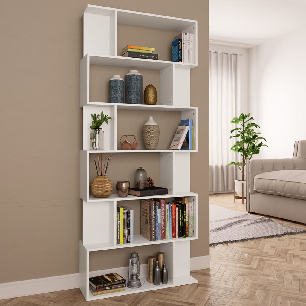 vidaXL Bibliotecă/Separator cameră, alb, 80x24x192 cm, lemn prelucrat