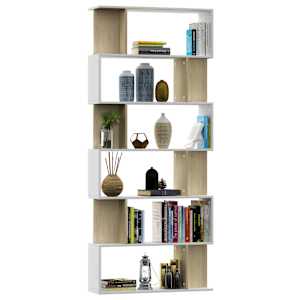 vidaXL Book Cabinet/Room Divider White and Sonoma Oak 80x24x192 cm Engineered Wood