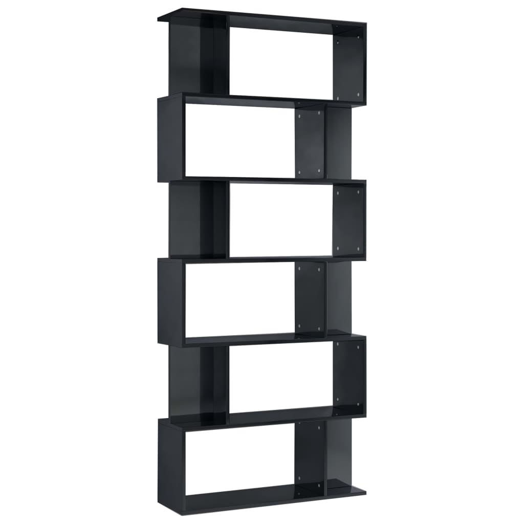 

vidaXL Book Cabinet/Room Divider High Gloss Black 31.5"x9.4"x75.6" Chipboard