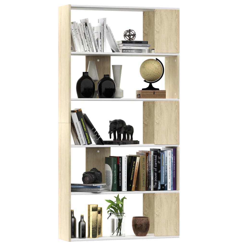 Thumbnail - vidaXL Bücherregal/Raumteiler Weiß Sonoma-Eiche 80x24x159 cm