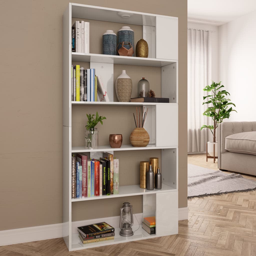 vidaXL Rega� na ksi��ki/przegroda, wysoki po�ysk, bia�y, 80x24x159 cm