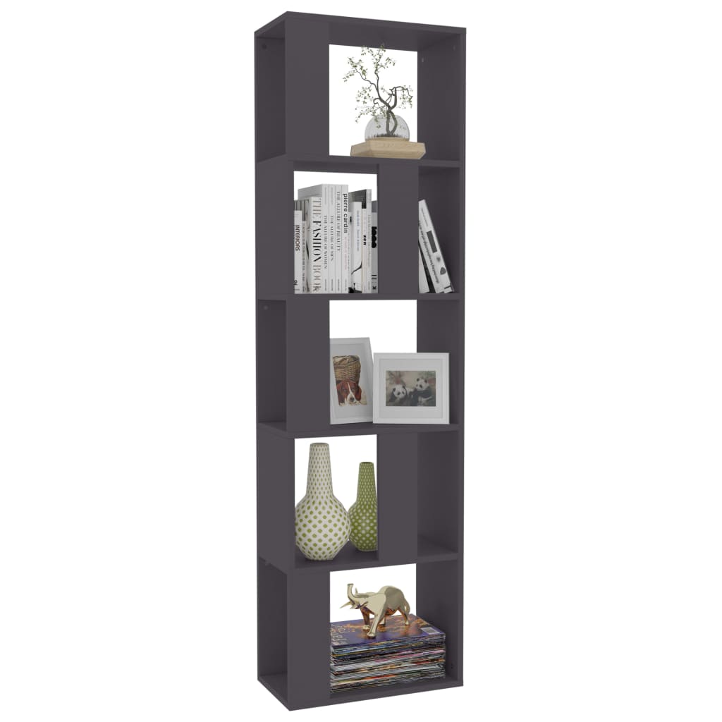 vidaXL Book Cabinet/Room Divider Gray 17.7"x9.4"x62.6" Engineered Wood