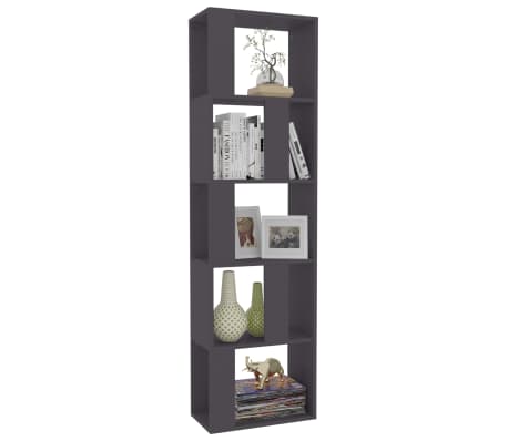 vidaXL Book Cabinet/Room Divider Gray 17.7"x9.4"x62.6" Engineered Wood