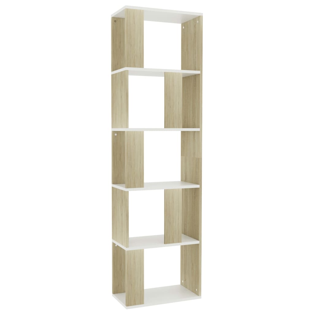 

vidaXL Book Cabinet/Room Divider White and Sonoma Oak 17.7"x9.4"x62.6"
