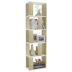 vidaXL Spintelė knygoms/kambario pertvara, balta/ąžuolo, 45x24x159cm