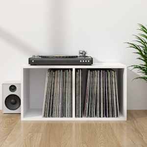 Úložný box na LP desky bílý 71 x 34 x 36 cm kompozitní dřevo