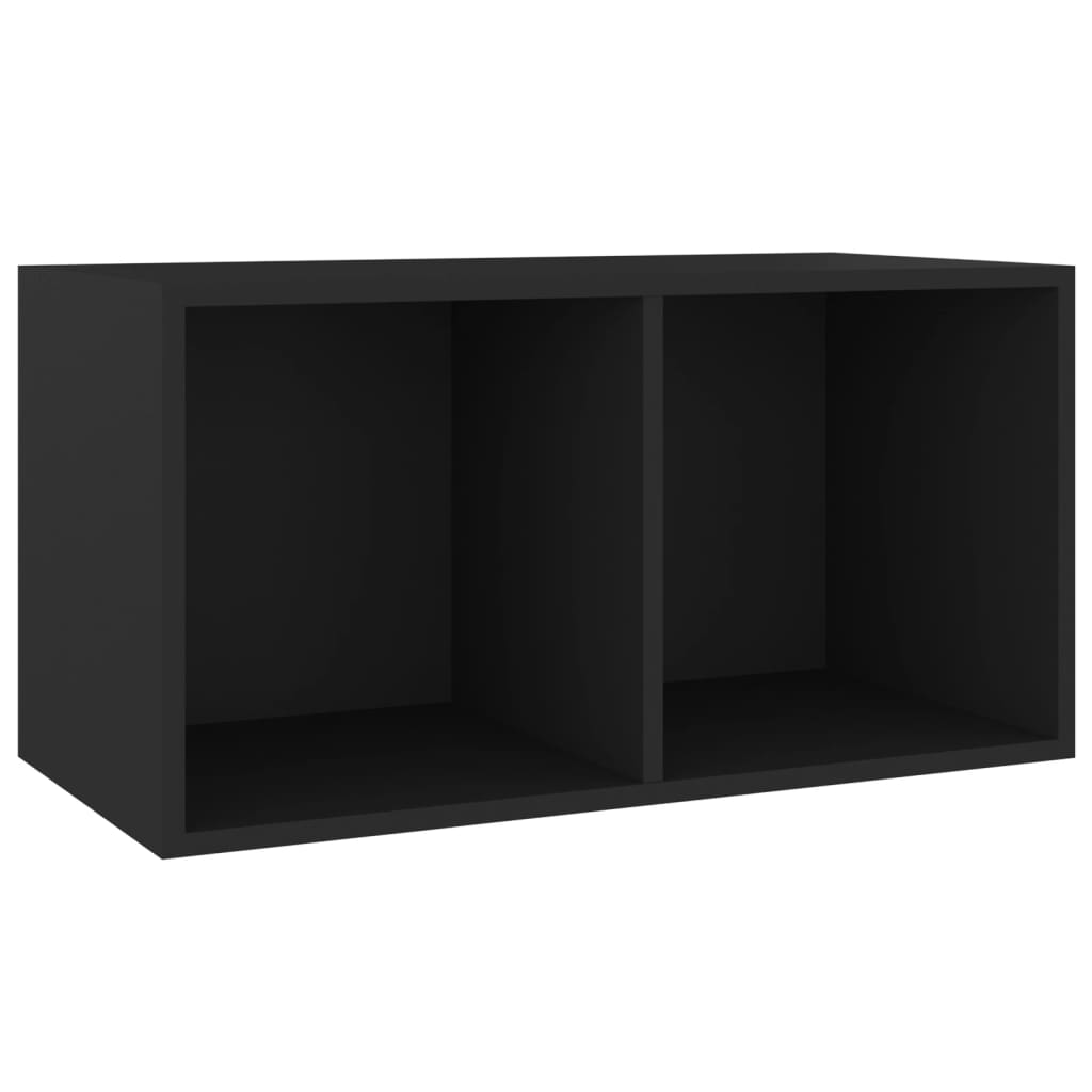 Fekete szerelt fa lemeztároló doboz 71 x 34 x 36 cm 