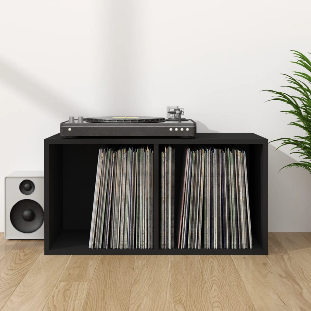 vidaXL Cutie de depozitare viniluri, negru, 71x34x36 cm, PAL vidaxl.ro