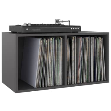 vidaXL Caixa arrumação discos vinil 71x34x36 cm contraplacado cinzento[5/6]