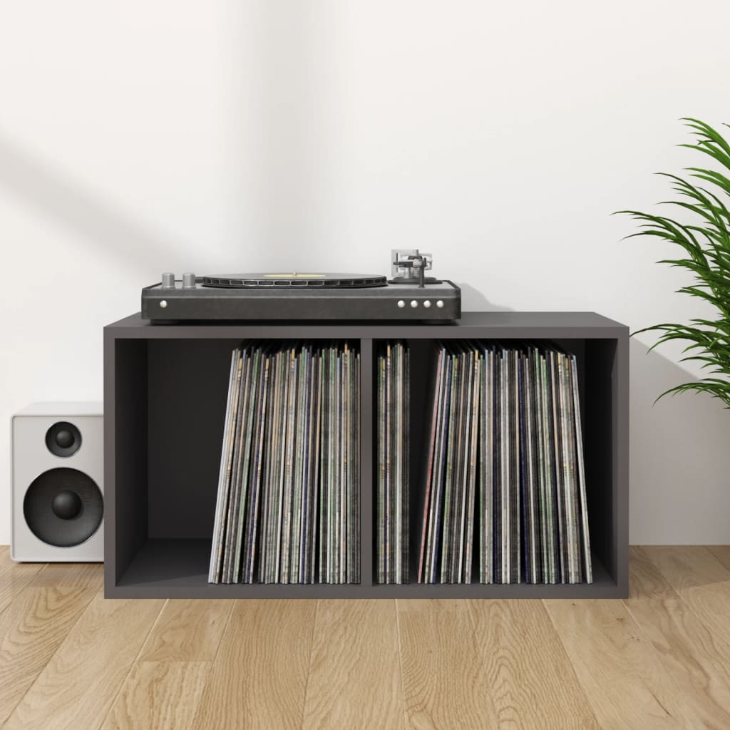 vidaXL Cutie de depozitare viniluri, gri, 71x34x36 cm, PAL vidaxl.ro