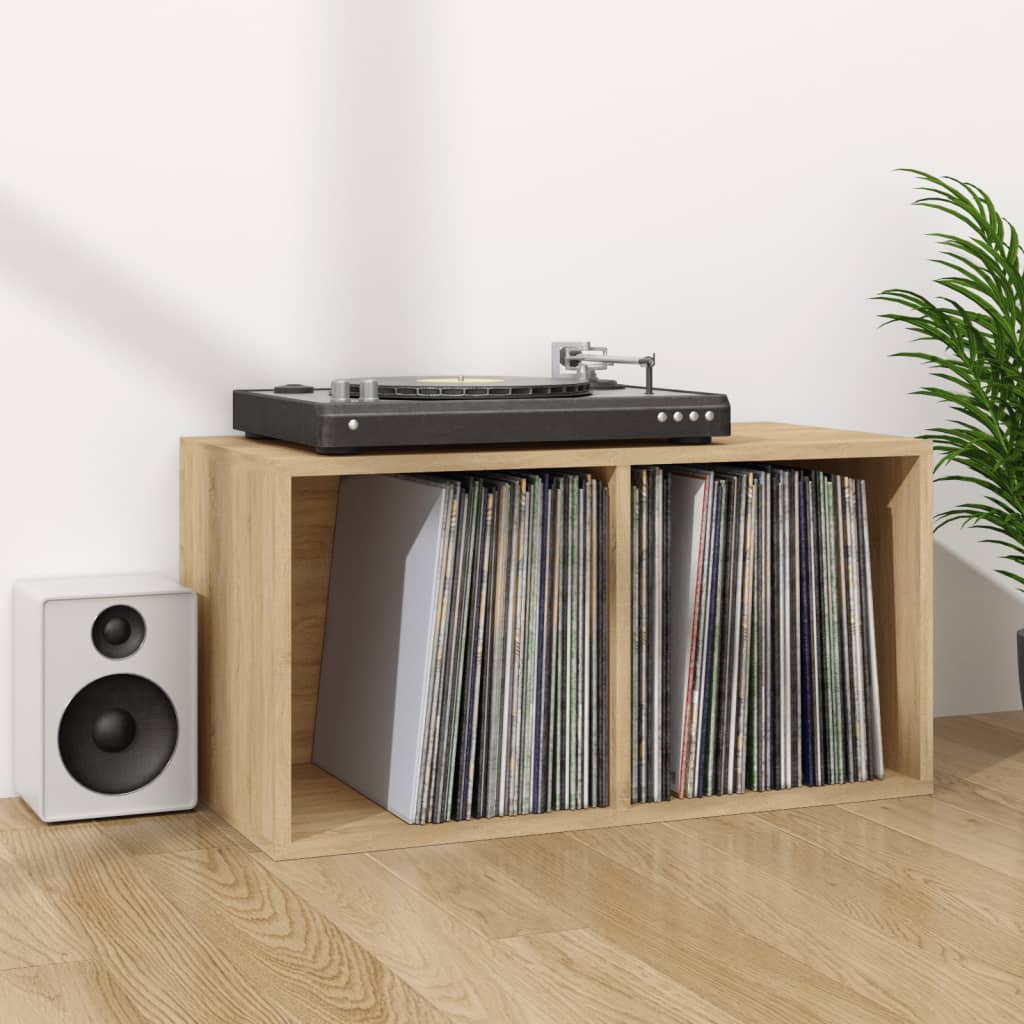vidaXL Cutie depozitare viniluri, stejar sonoma, 71x34x36 cm, PAL vidaxl.ro