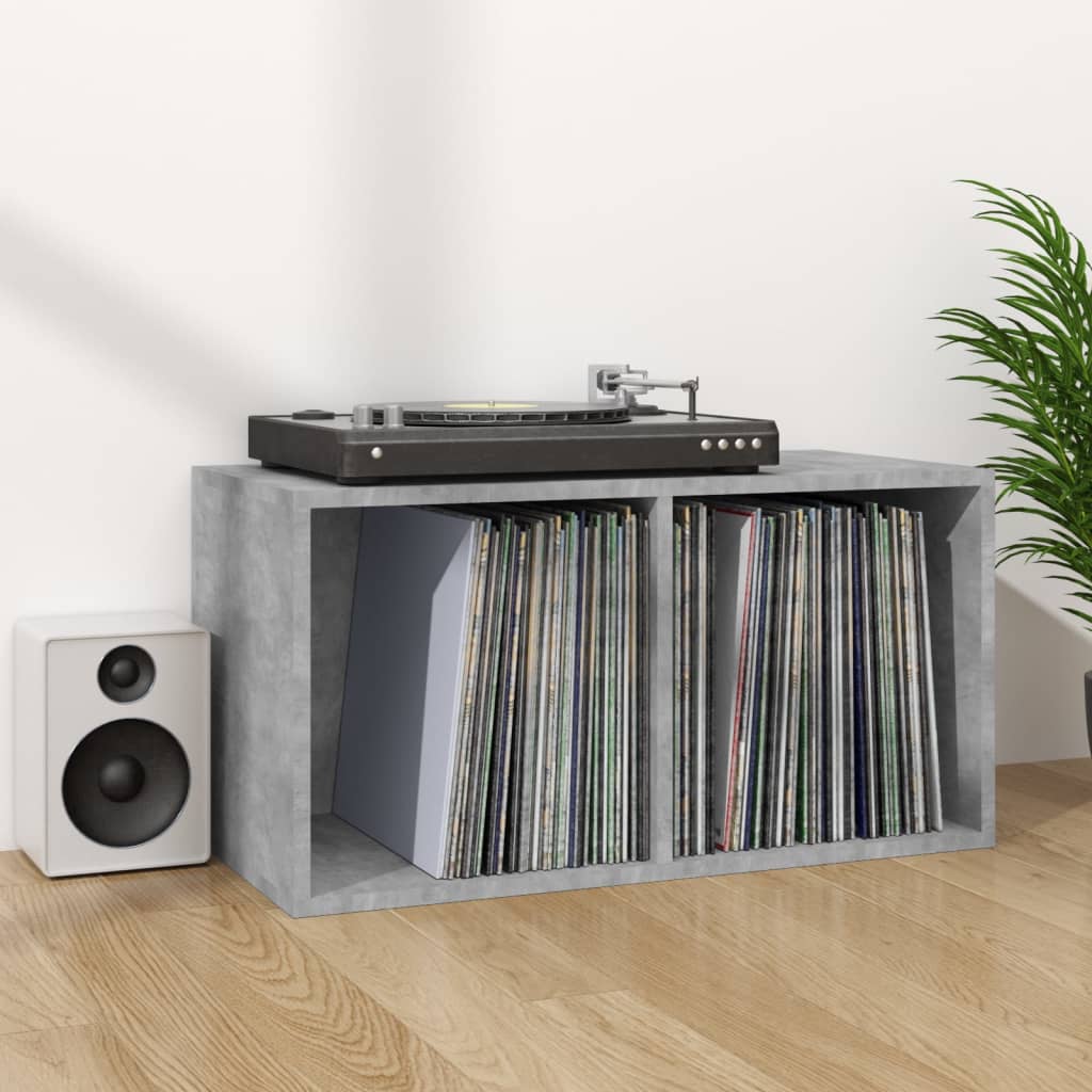 Schallplatten-Aufbewahrungsbox Betongrau 71x34x36 cm