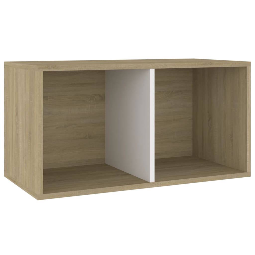 

vidaXL Vinyl Storage Box White and Sonoma Oak 28"x13.4"x14.2" Chipboard