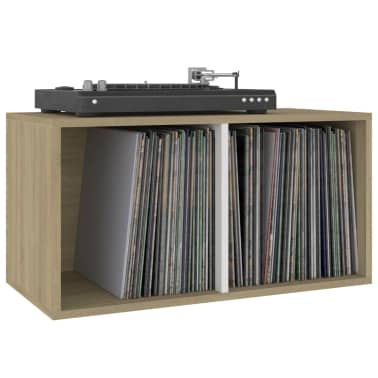vidaXL Caixa arrumação discos vinil 71x34x36 cm contraplacado carvalho[5/6]