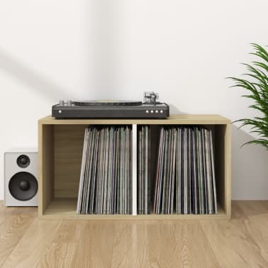 vidaXL Caixa arrumação discos vinil 71x34x36 cm contraplacado carvalho[1/6]