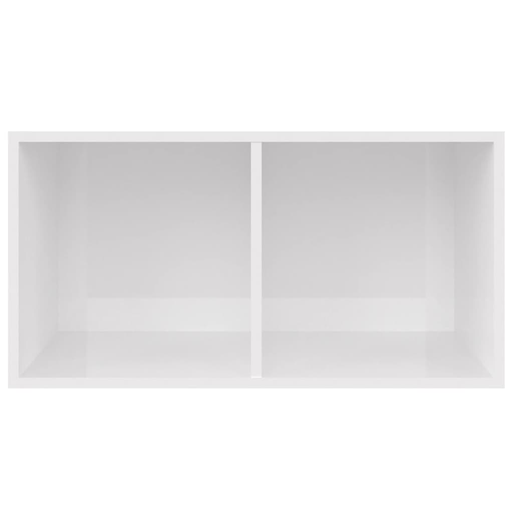 Magasfényű fehér szerelt fa lemeztároló doboz 71 x 34 x 36 cm 