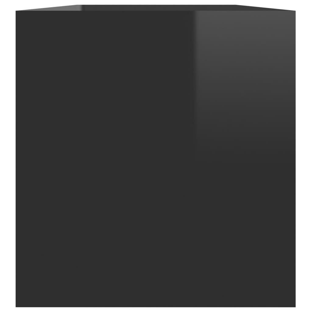 Magasfényű fekete szerelt fa lemeztároló doboz 71 x 34 x 36 cm 