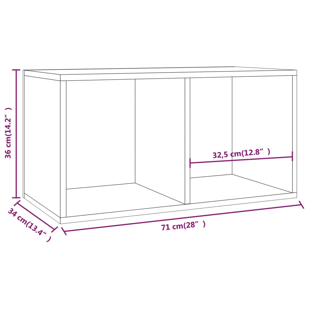 Magasfényű fekete szerelt fa lemeztároló doboz 71 x 34 x 36 cm 