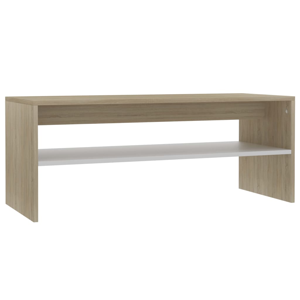 

vidaXL Coffee Table White and Sonoma Oak 39.4"x15.7"x15.7" Engineered Wood