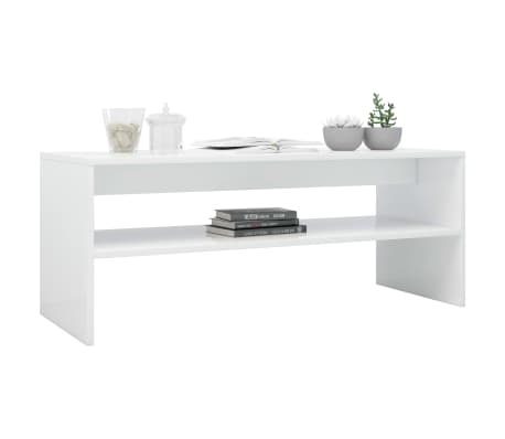 vidaXL Coffee Table High Gloss White 100x40x40 cm Engineered Wood